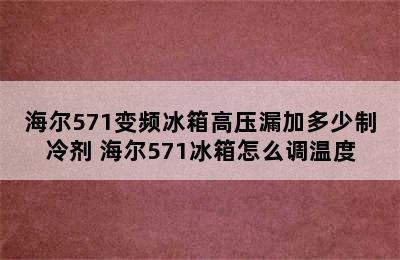 海尔571变频冰箱高压漏加多少制冷剂 海尔571冰箱怎么调温度